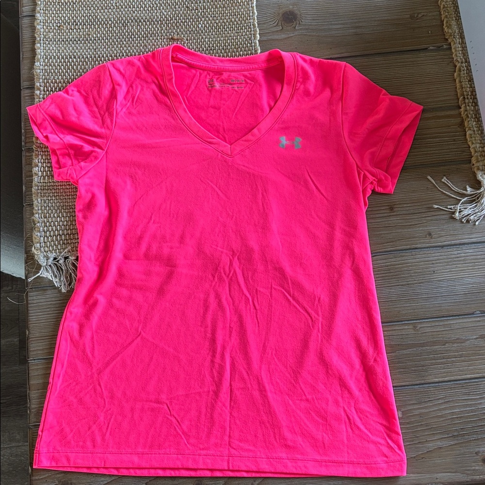 Under Armour Women's Bright Pink V-Neck Tee